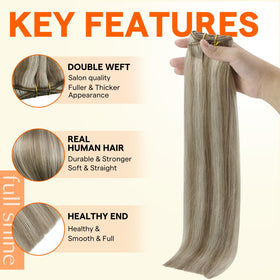 Close-up of Full Shine 18 Inch Weft Hair Extensions texture