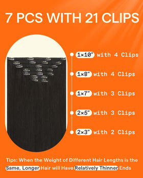 Close-up of Full Shine Black Clip in Extensions weft