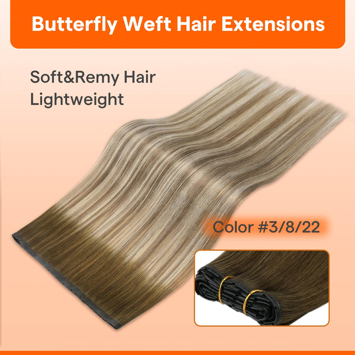 Close-up of Full Shine butterfly weft design