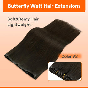 Close-up of Full Shine Butterfly Weft Hair Extensions texture