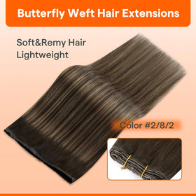 Close-up of Full Shine Butterfly Weft Hair Extensions texture