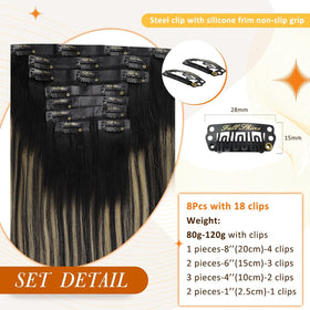 Close-up of Full Shine clip in extensions PU weft
