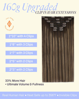 Close-up of Full Shine Clip-in Extensions showing the balayage gradient