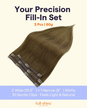 Close-up of Full Shine Clip in Extensions with lace wefts