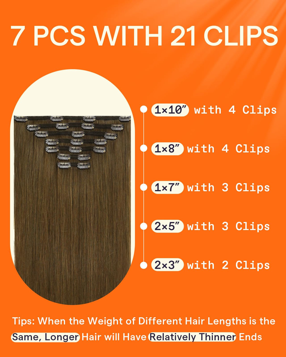 Close-up of Full Shine Clip in Hair Extensions clip design