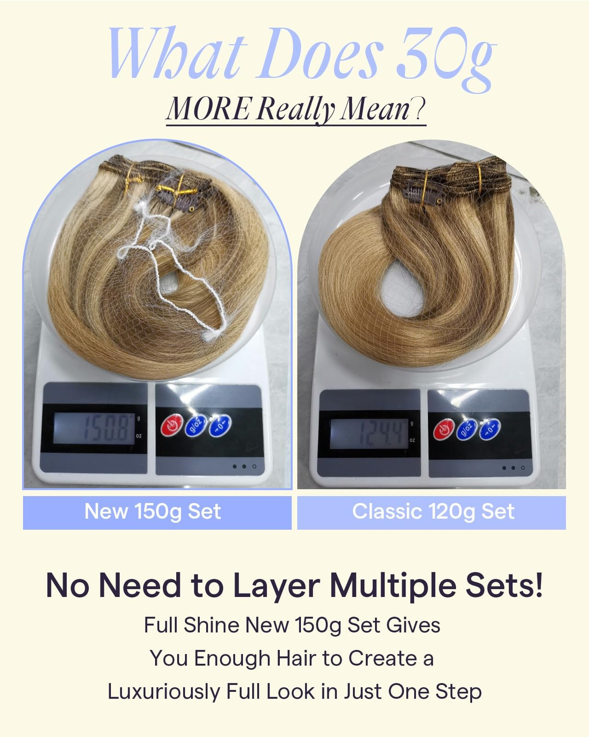 Close-up of Full Shine Clip-in Hair Extensions clips