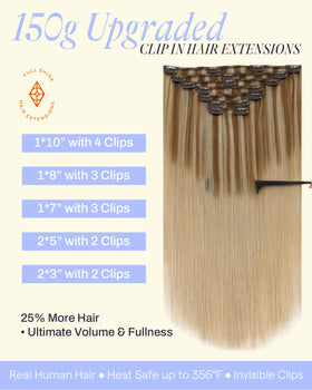 Close-up of Full Shine Clip in Hair Extensions clips and wefts