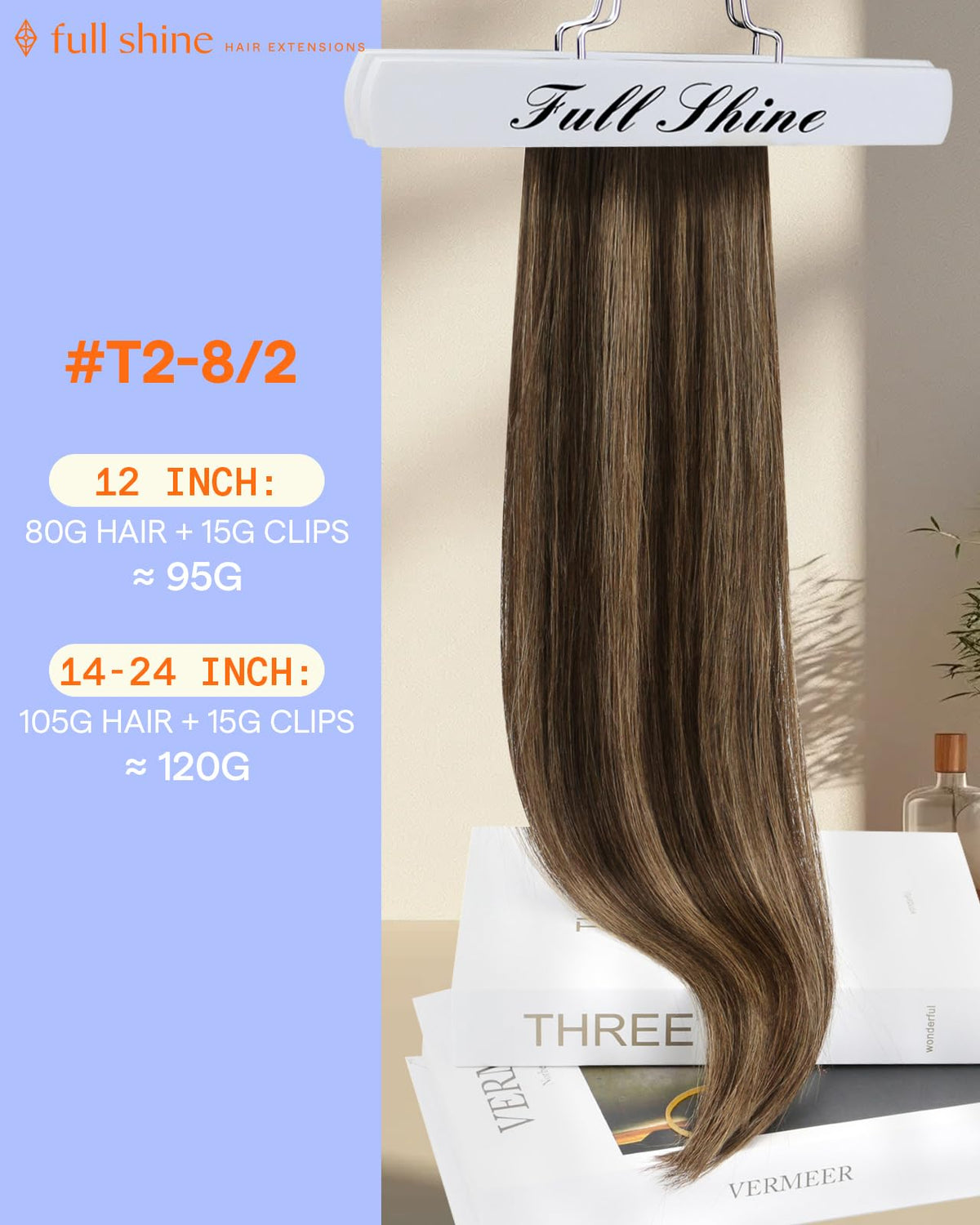 Close-up of Full Shine Clip-in Hair Extensions secure clips