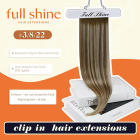 Close-up of Full Shine Clip in Hair Extensions showing balayage highlights