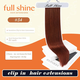 Close-up of Full Shine Clip-In Hair Extensions showing texture and colour