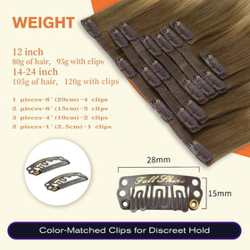 Close-up of Full Shine Clip in Hair Extensions weft