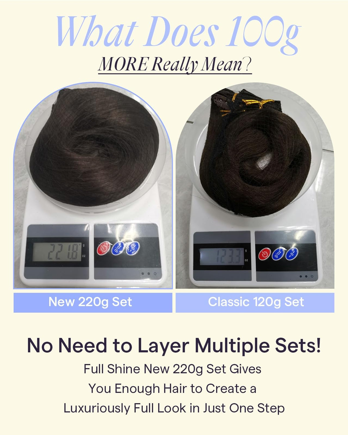 Close-up of Full Shine Dark Brown Clip-In Hair Extensions clips