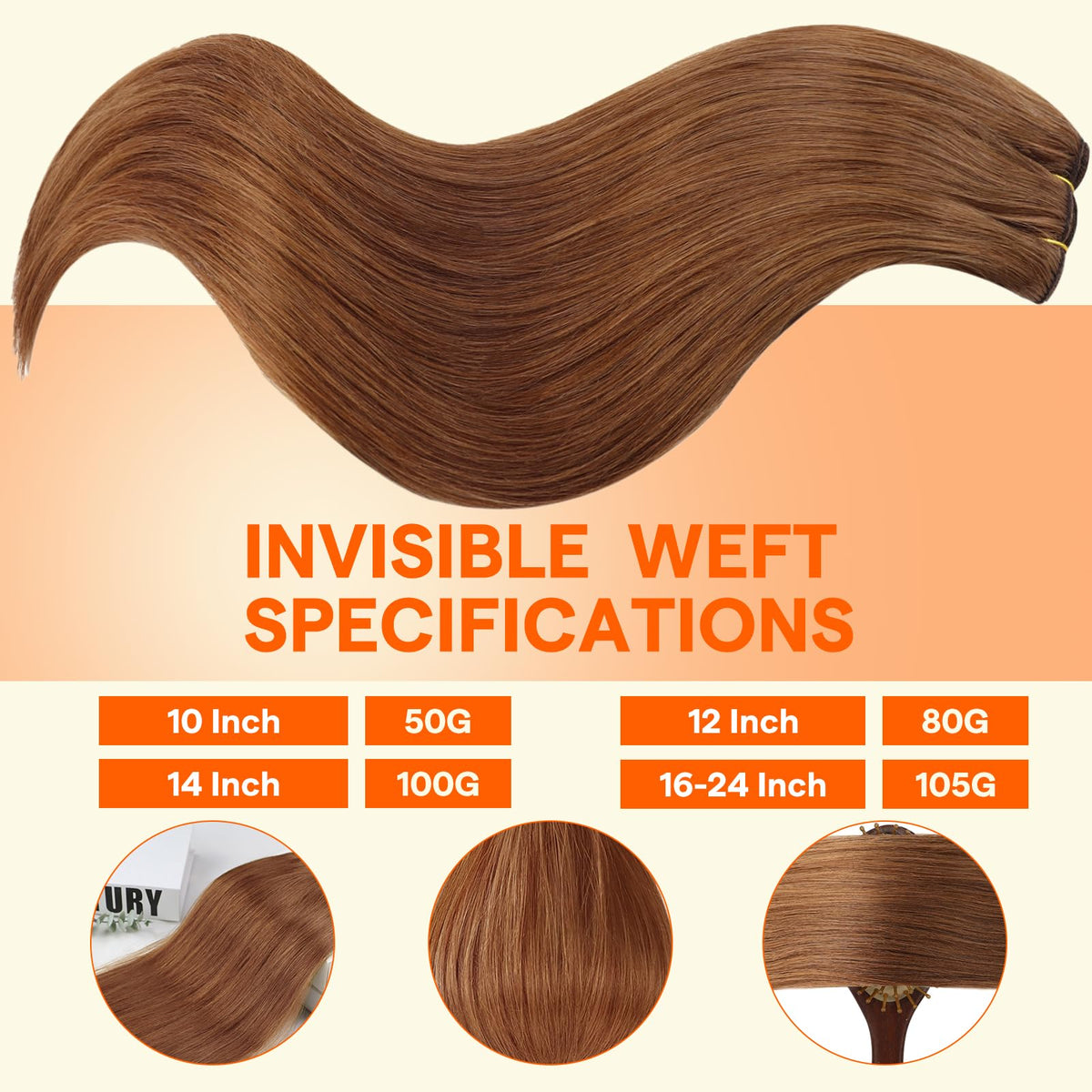 Close-up of Full Shine double weft construction for blending