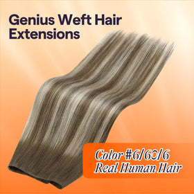 Close-up of Full Shine Genius Weft Hair Extensions showing texture