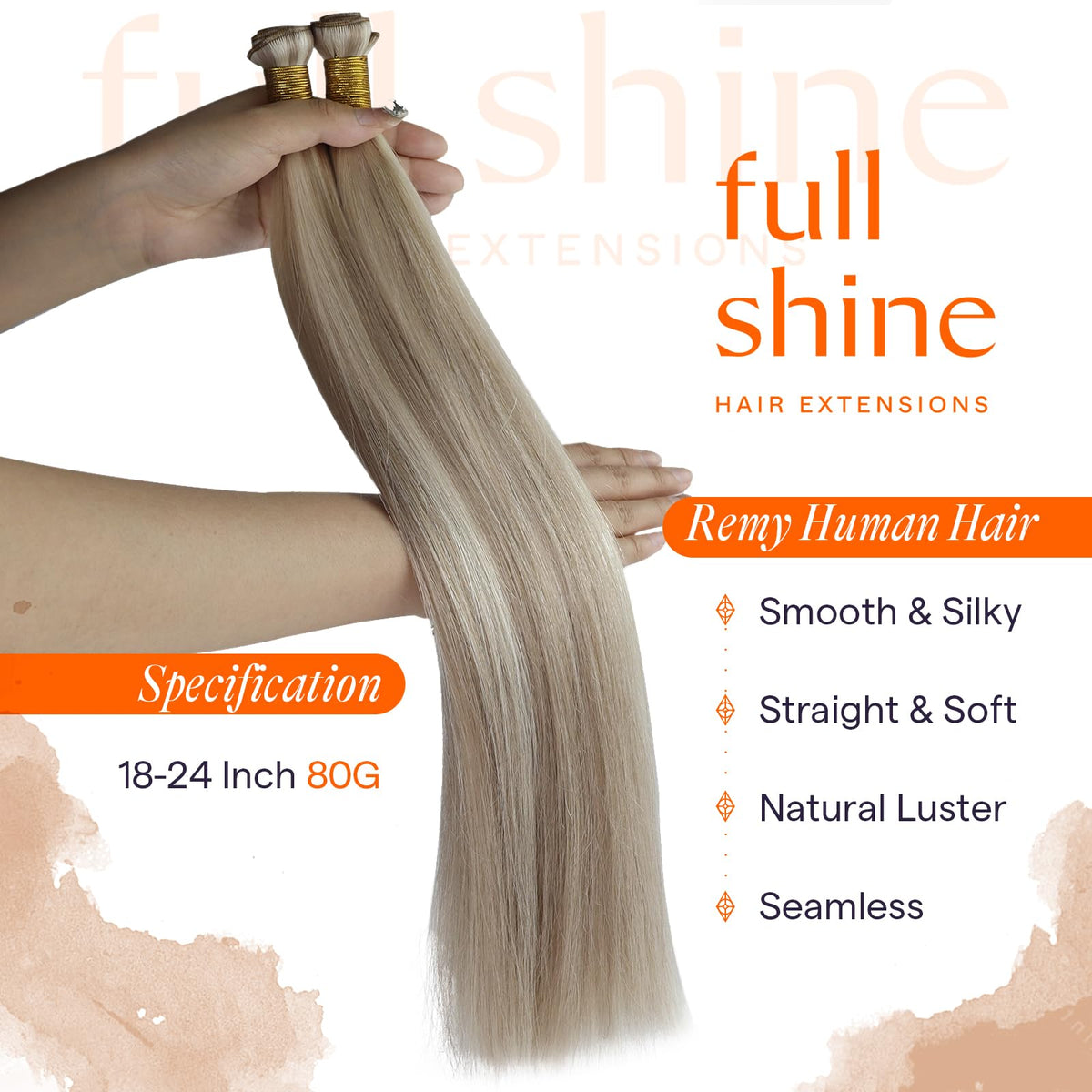 Close-up of Full Shine Genius Weft Hair Extensions texture