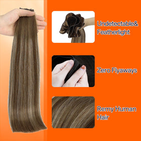 Close-up of Full Shine Genius Weft Hair Extensions texture