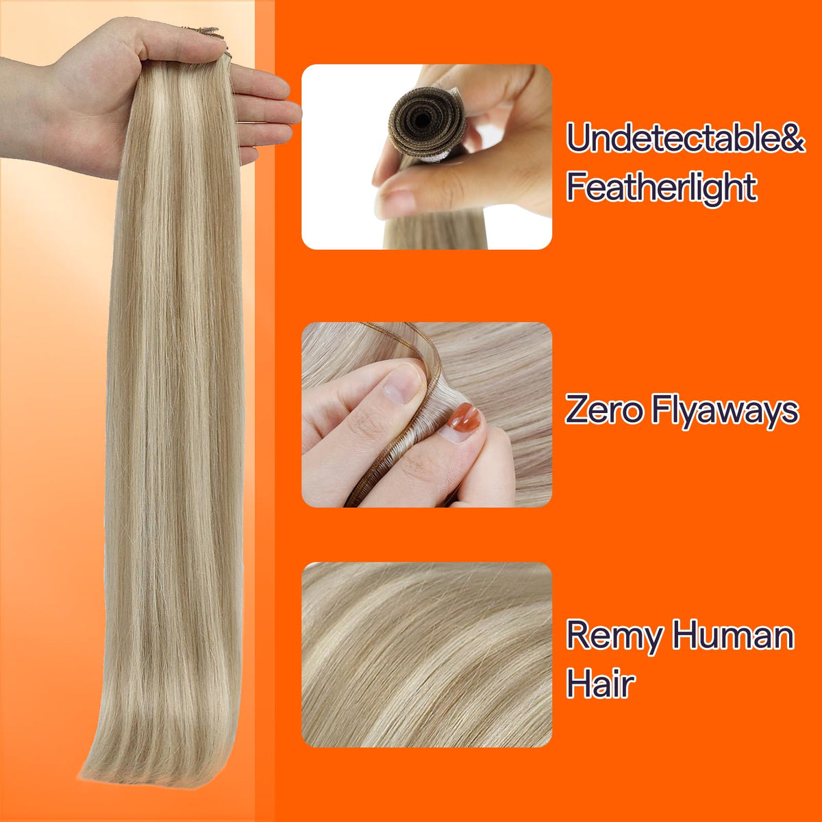 Close-up of Full Shine Genius Weft Hair Extensions texture