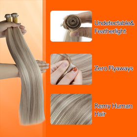 Close-up of Full Shine Genius Weft Hair Extensions texture