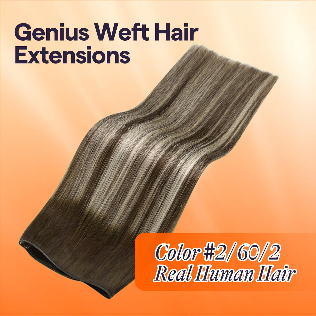 Close-up of Full Shine Genius Weft Hair Extensions weft