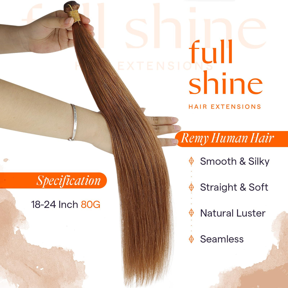 Close-up of Full Shine Genius Weft Hair Extensions weft