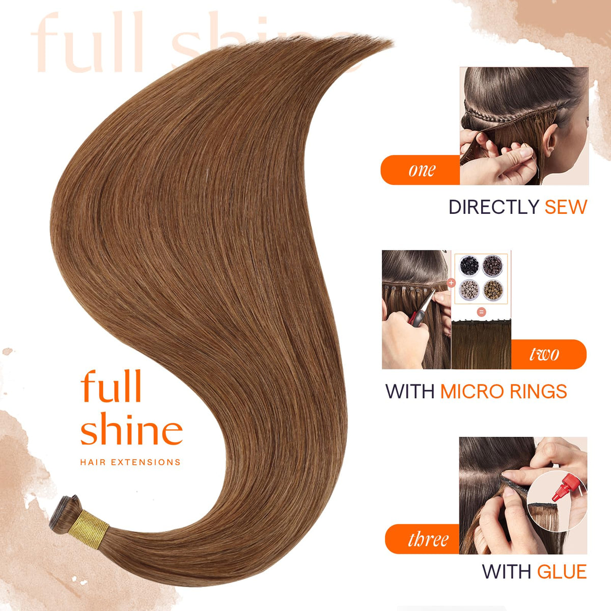 Close-up of Full Shine Genius Weft Hair Extensions weft