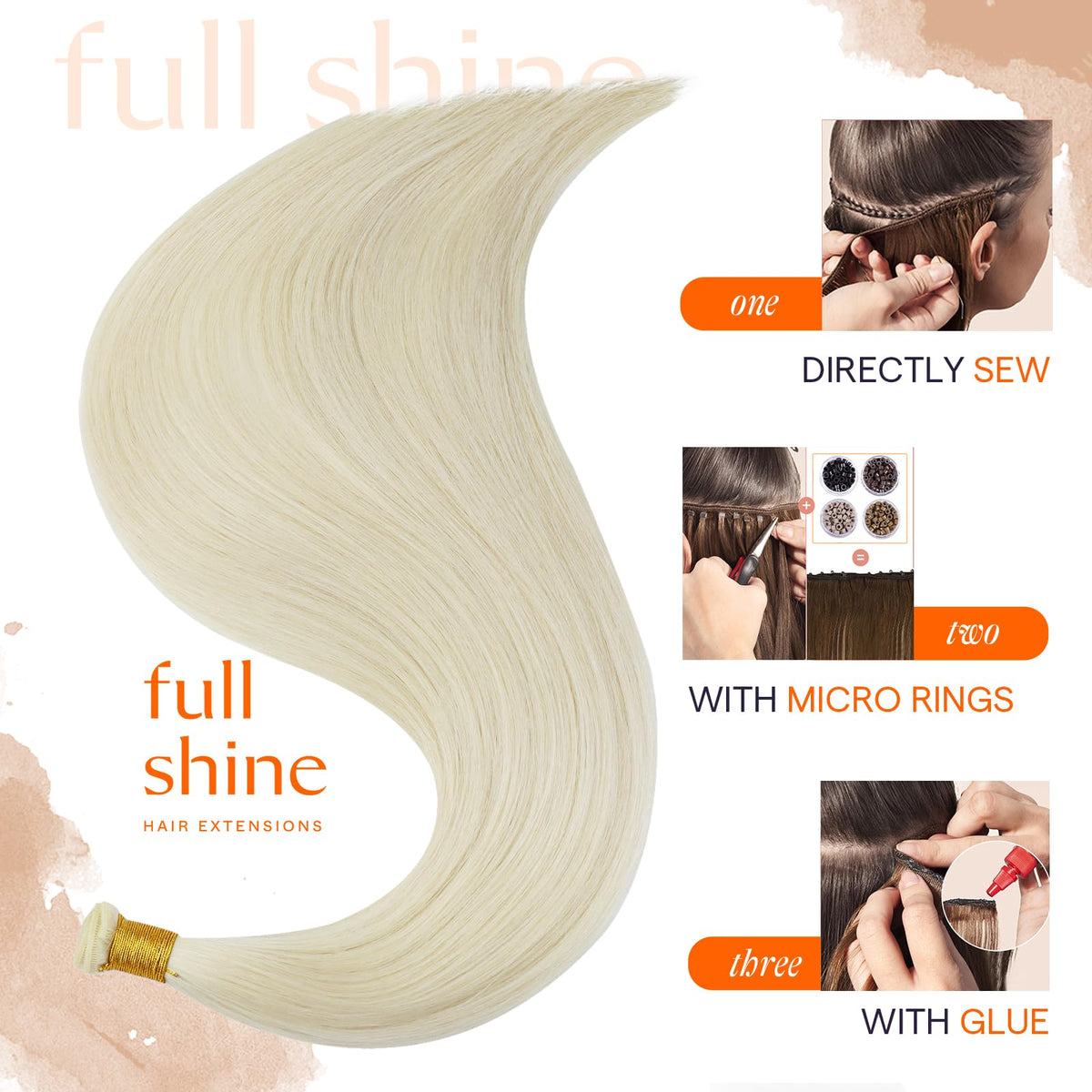 Close-up of Full Shine Genius Weft Hair Extensions weft