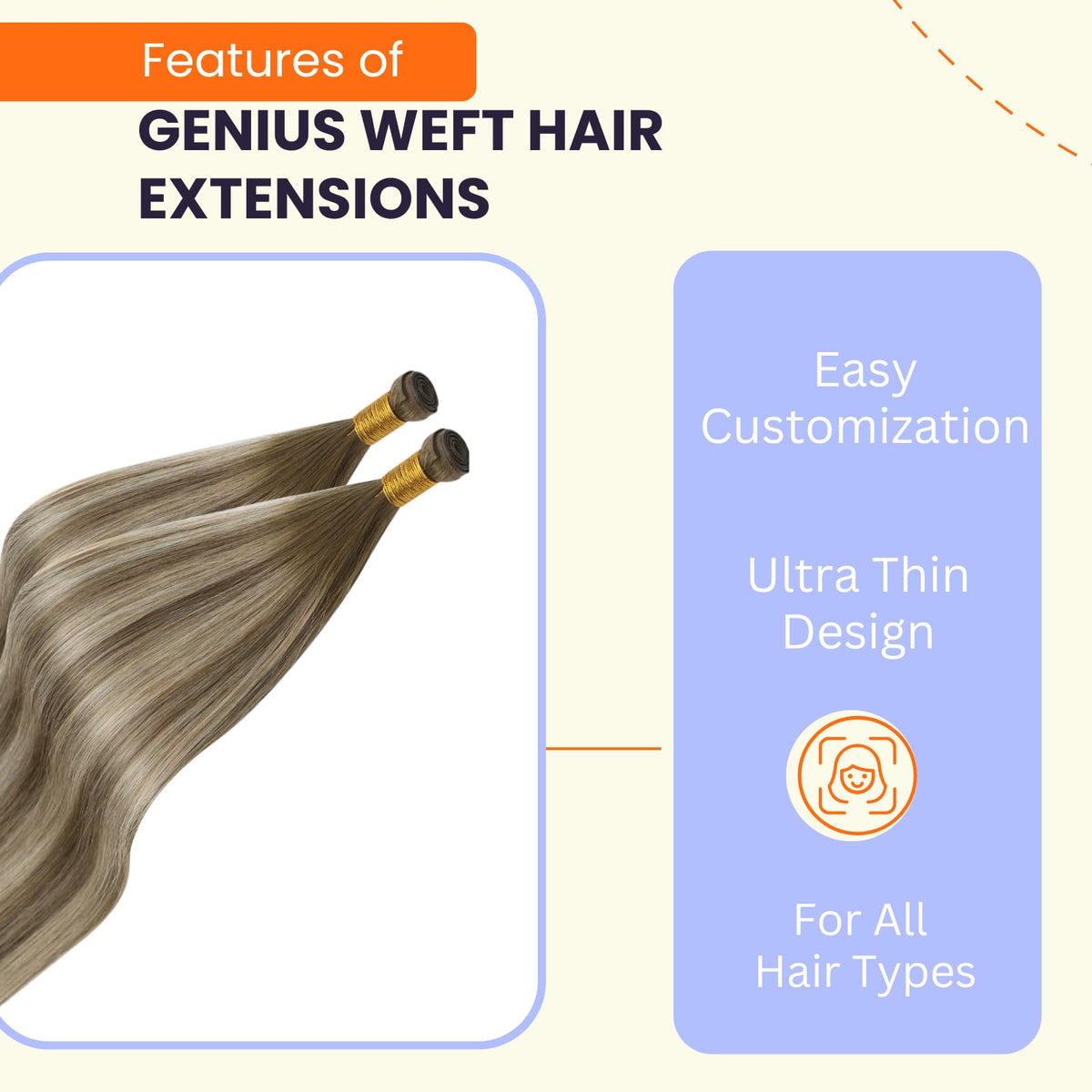 Close-up of Full Shine Genius Weft hair weft