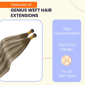 Close-up of Full Shine Genius Weft hair weft