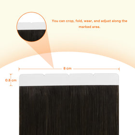 Close-up of Full Shine hair extensions tape weft