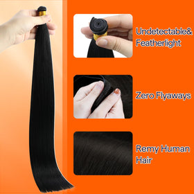 Close-up of Full Shine Hand Tied Weft Hair Extensions texture