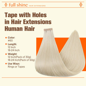 Close-up of Full Shine Holed Hair Extensions showing texture