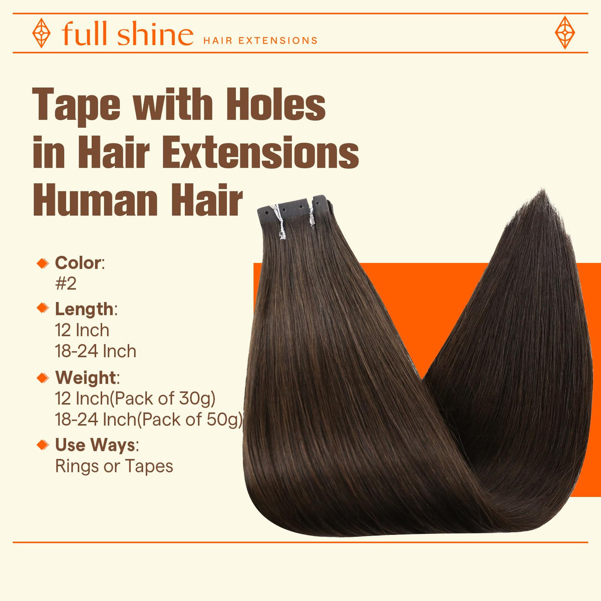 Close-up of Full Shine Holed Tape in Extensions showing texture