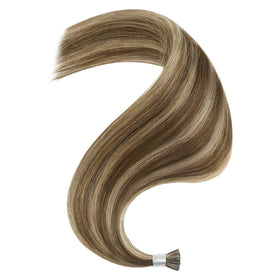 Close-up of Full Shine I Tip Hair Extensions showing micro beads