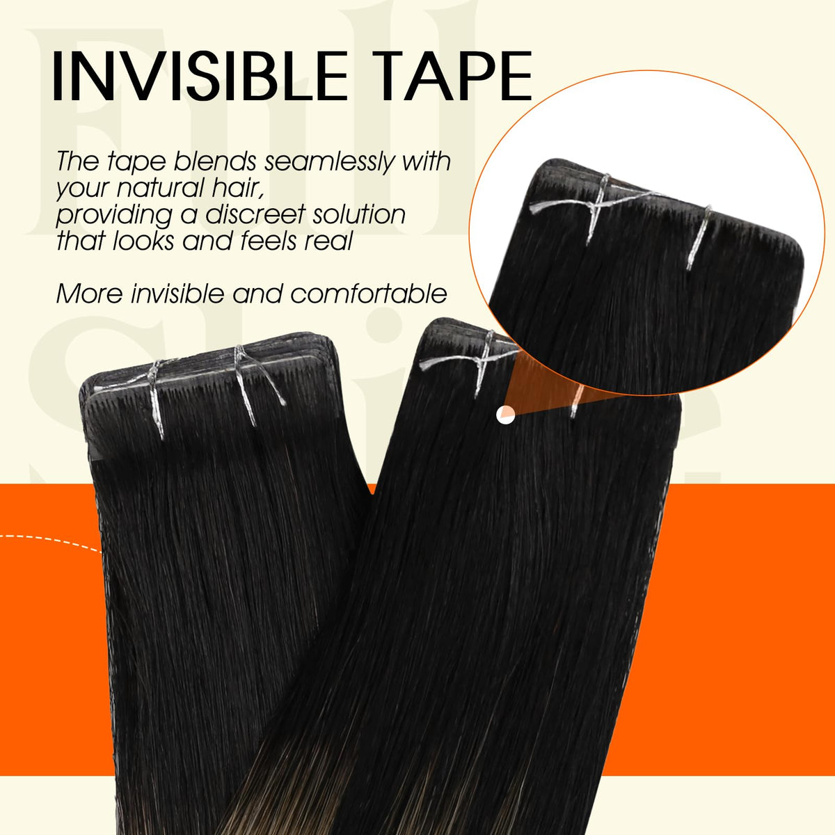 Close-up of Full Shine Injected Tape Ins showing texture