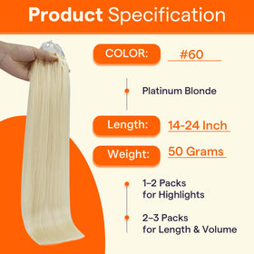 Close-up of Full Shine Micro Link Hair Extensions with micro beads