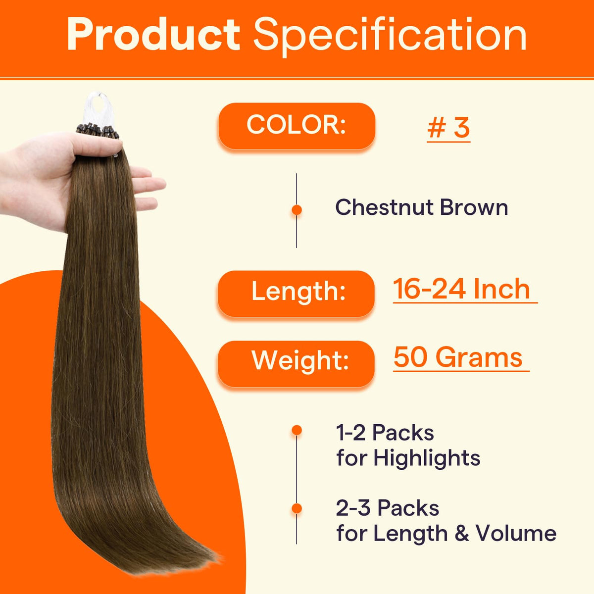 Close-up of Full Shine Micro Loop Hair Extensions micro beads