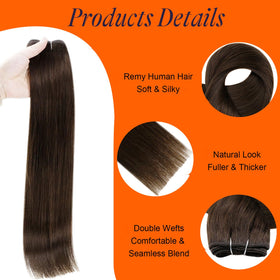 Close-up of Full Shine Remy hair extensions showing weft