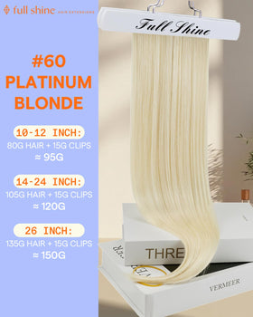 Close-up of Full Shine Remy human hair extensions