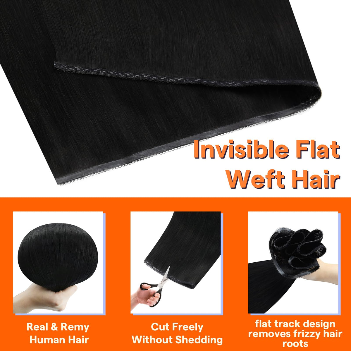 Close-up of Full Shine Remy human hair extensions