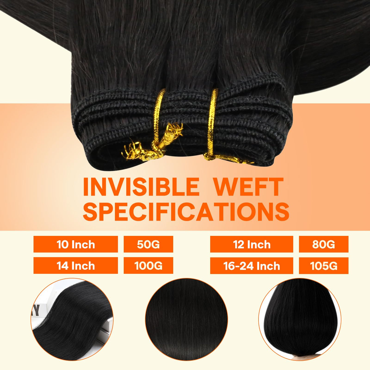 Close-up of Full Shine Sew In Hair Extensions weft