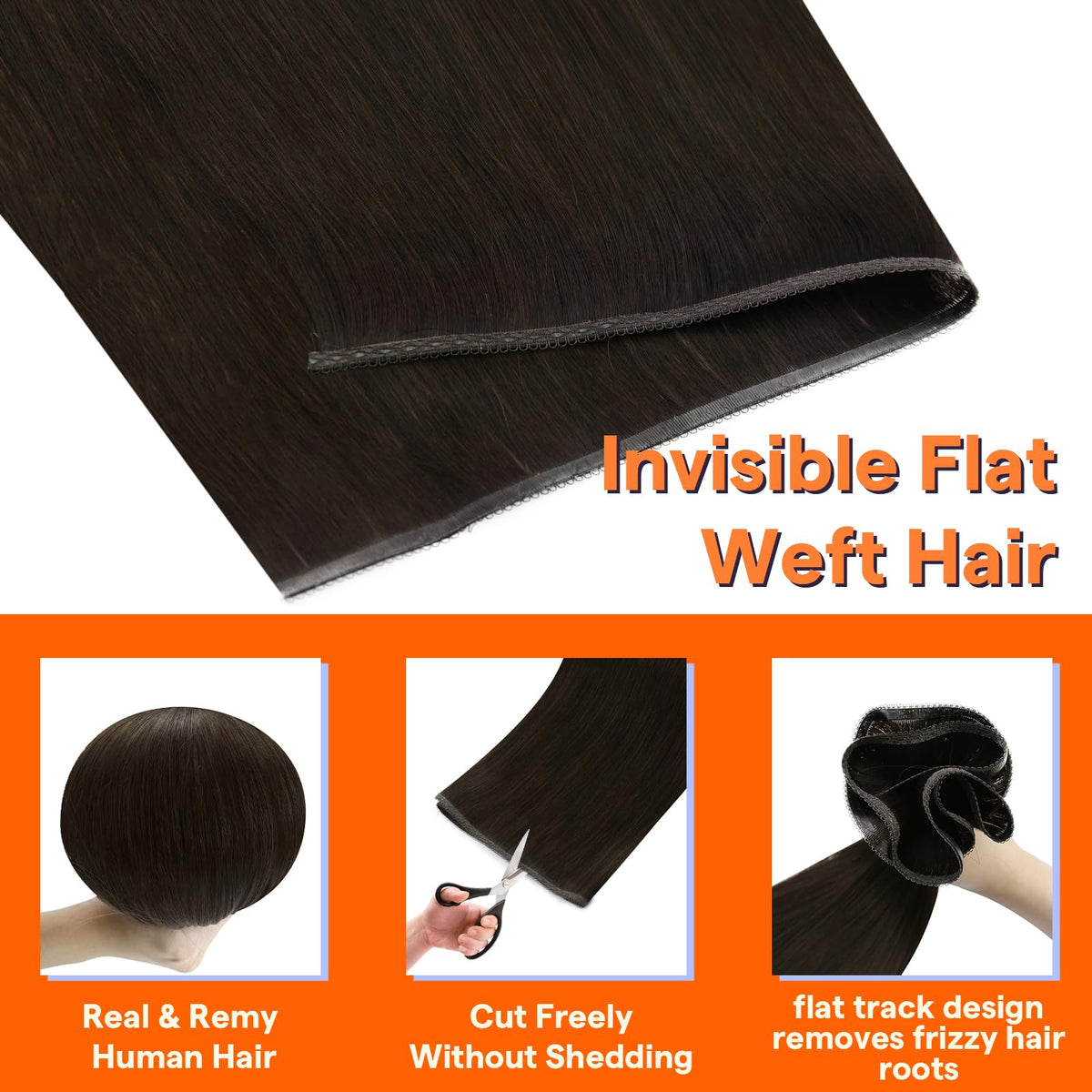 Close-up of Full Shine Sew In Weft Hair Extensions weft