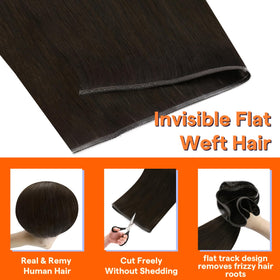 Close-up of Full Shine Sew In Weft Hair Extensions weft