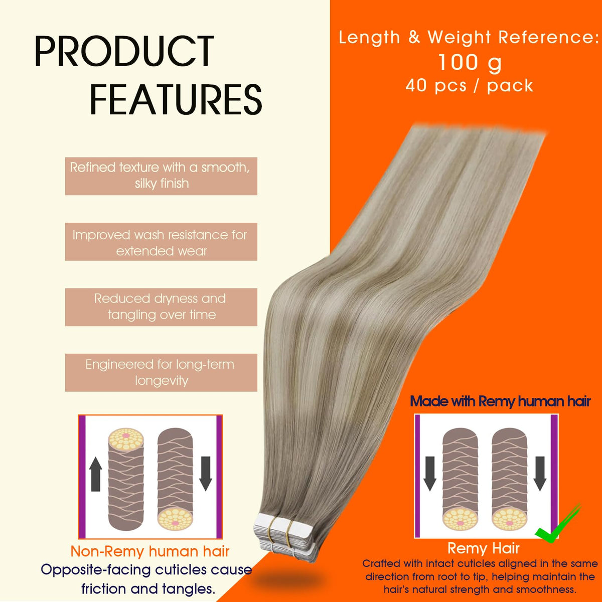 Close-up of Full Shine Tape In Extensions adhesive tape