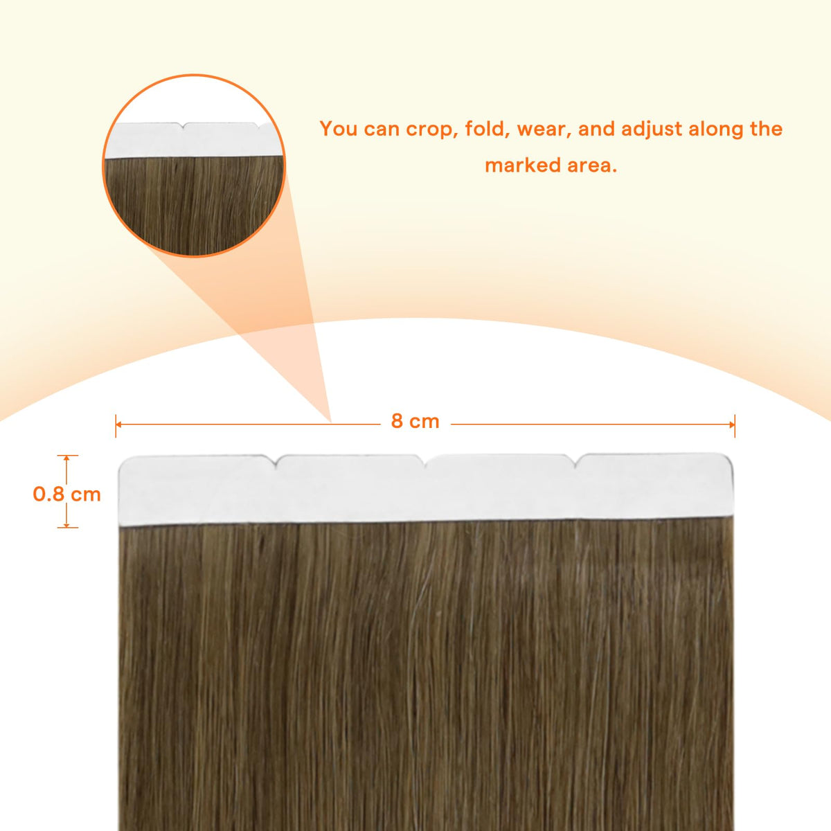 Close-up of Full Shine Tape in Extensions Ash Brown Beige Blonde