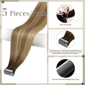 Close-up of Full Shine tape in extensions showing strong adhesive