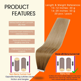 Close-up of Full Shine Tape In Extensions showing texture