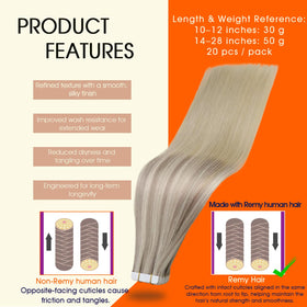 Close-up of Full Shine Tape In Extensions showing texture