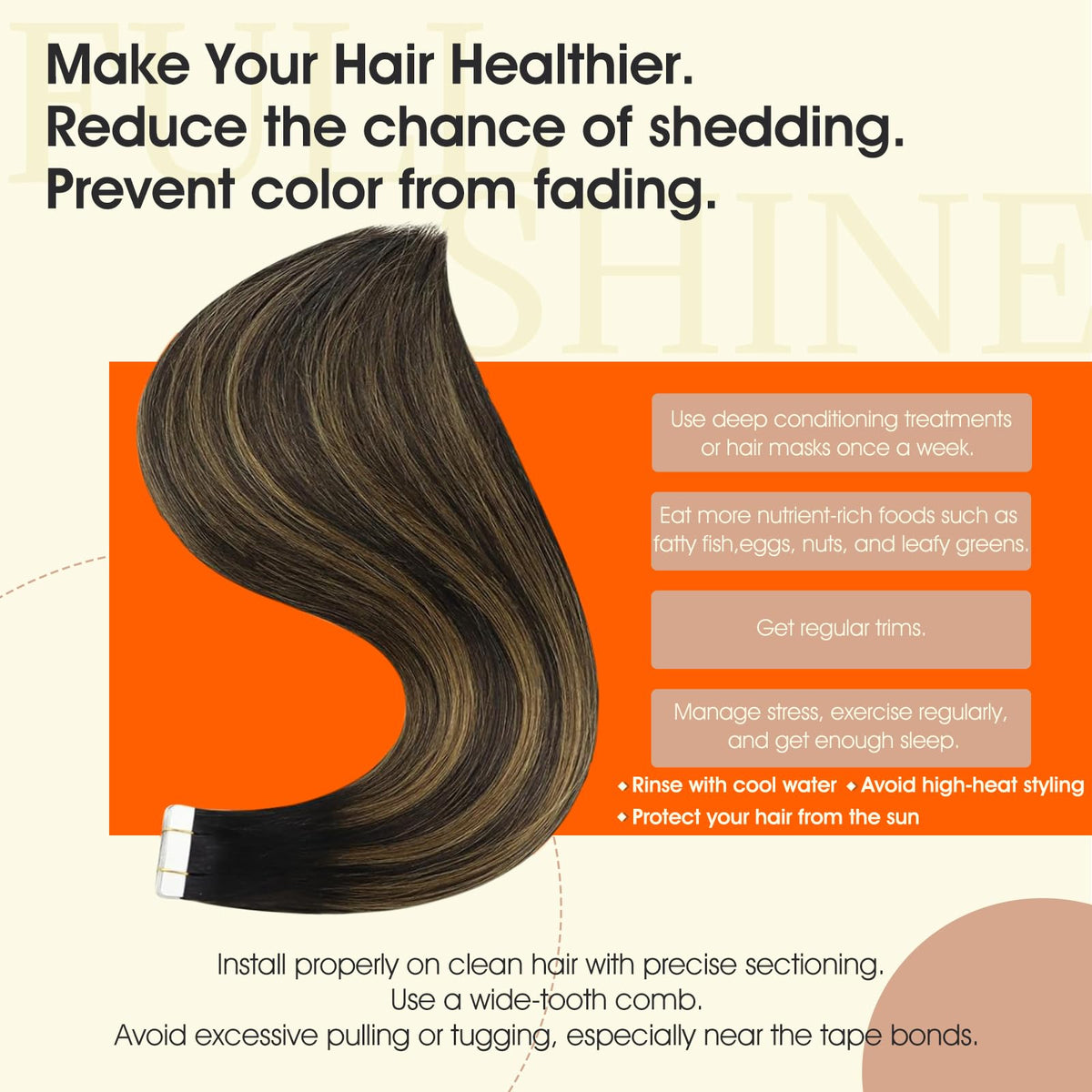 Close-up of Full Shine Tape In Extensions showing texture