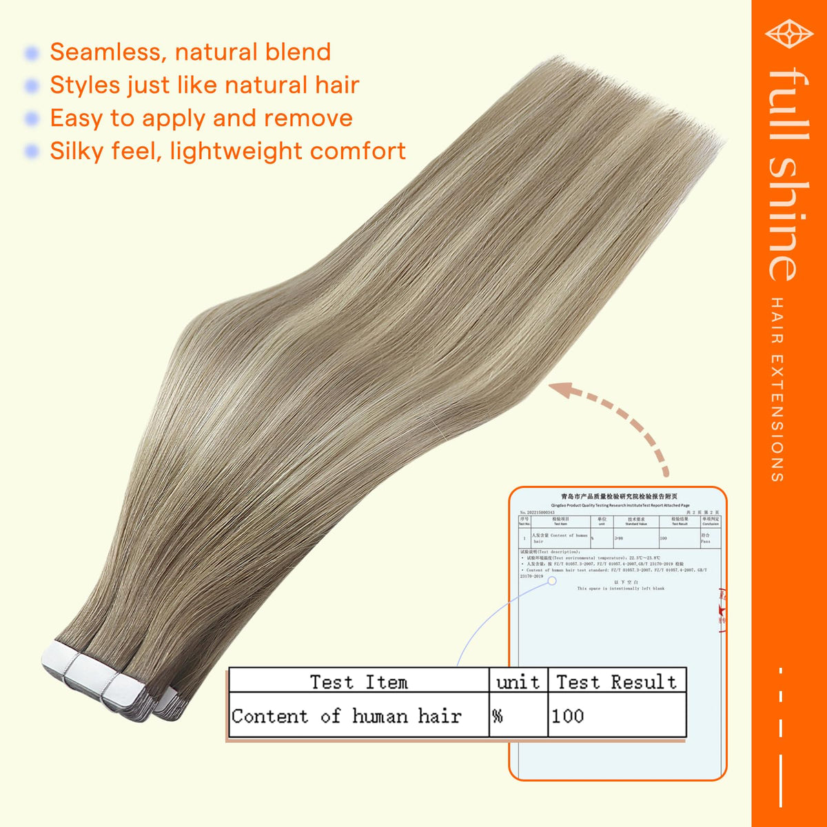 Close-up of Full Shine Tape in Extensions showing texture