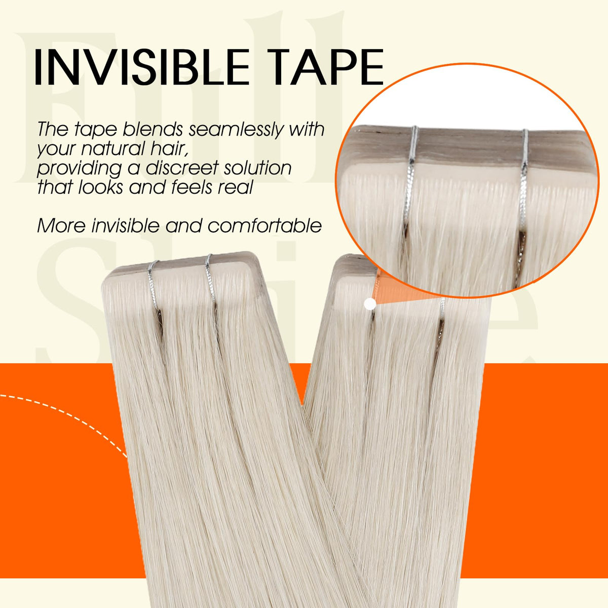 Close-up of Full Shine Tape In Extensions texture